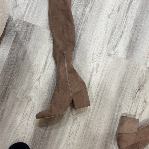 DV by DOLCE VITA PULL ON BEIGE Suede Over-the-Knee Boots SIZE 8.5  BLOCK HEEL - Picture 6 of 8